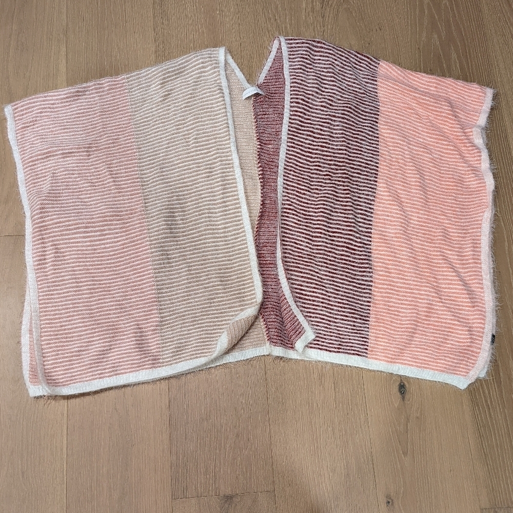 Striped Pink and Beige poncho sweater